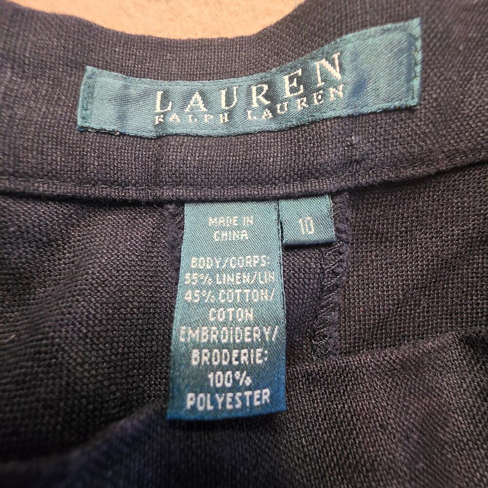 Lauren Ralph Lauren Linen Cotton Blend Black Eyelet Skirt Sz 10 - Picture 8 of 8